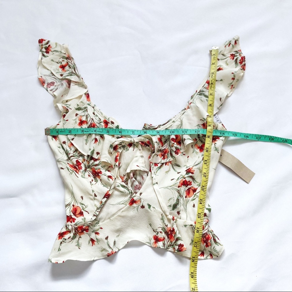❤️SOLD NWT Flynn Skye X Revolve Mimi Floral Ruffle Trim Tie Boho Blouse Top XS - Picture 12 of 14